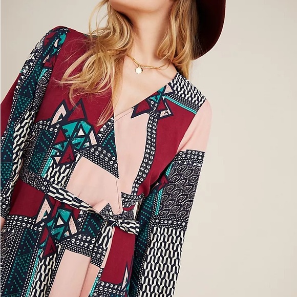 Anthropologie Porridge xs-p abstract printed wrap dress - Picture 12 of 12